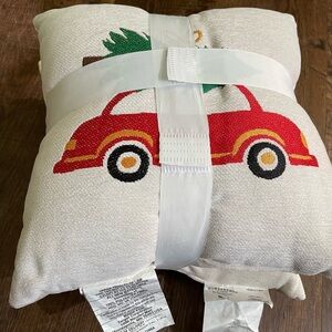 2pk Square Christmas Tree On Car & Christmas Puppy Throw Pillow